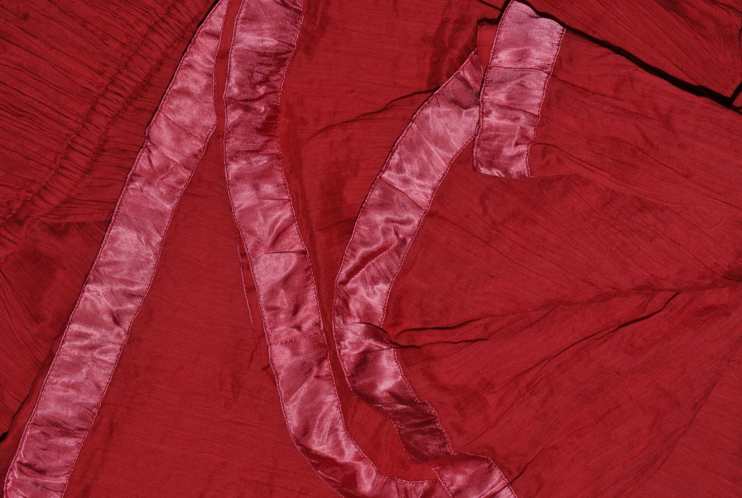 Red Cotton Plisse Dress with Satin Trim from Monsoon