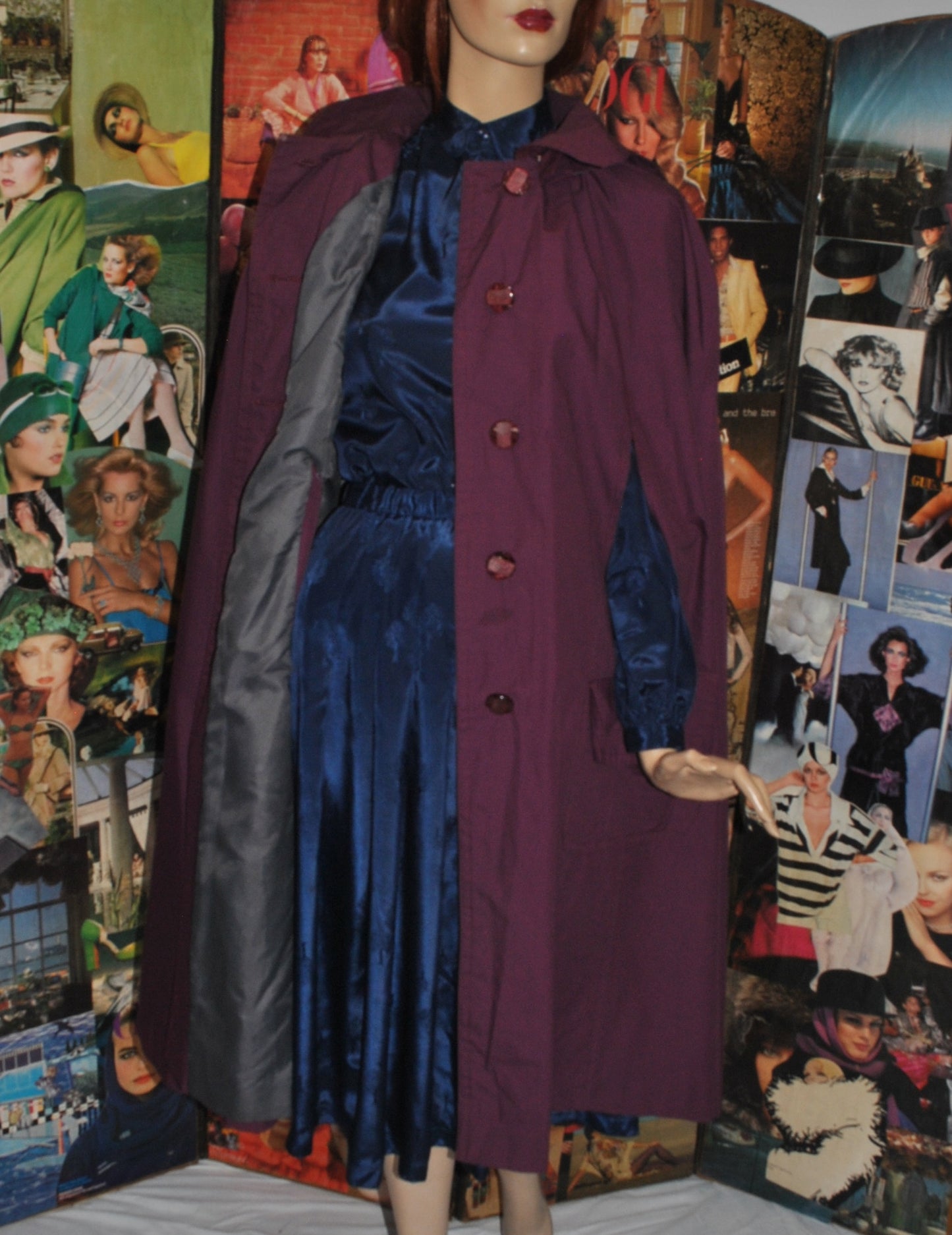 Hooded Plum Mackintosh Cape