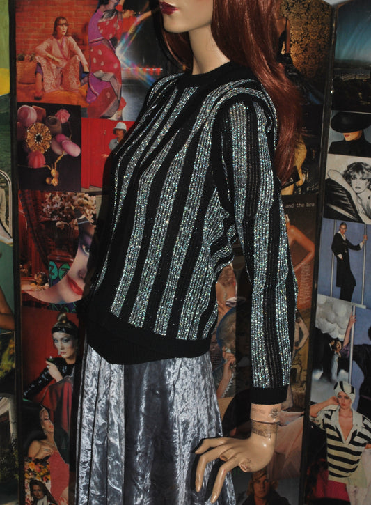 Black and Silver Lurex Knit Set