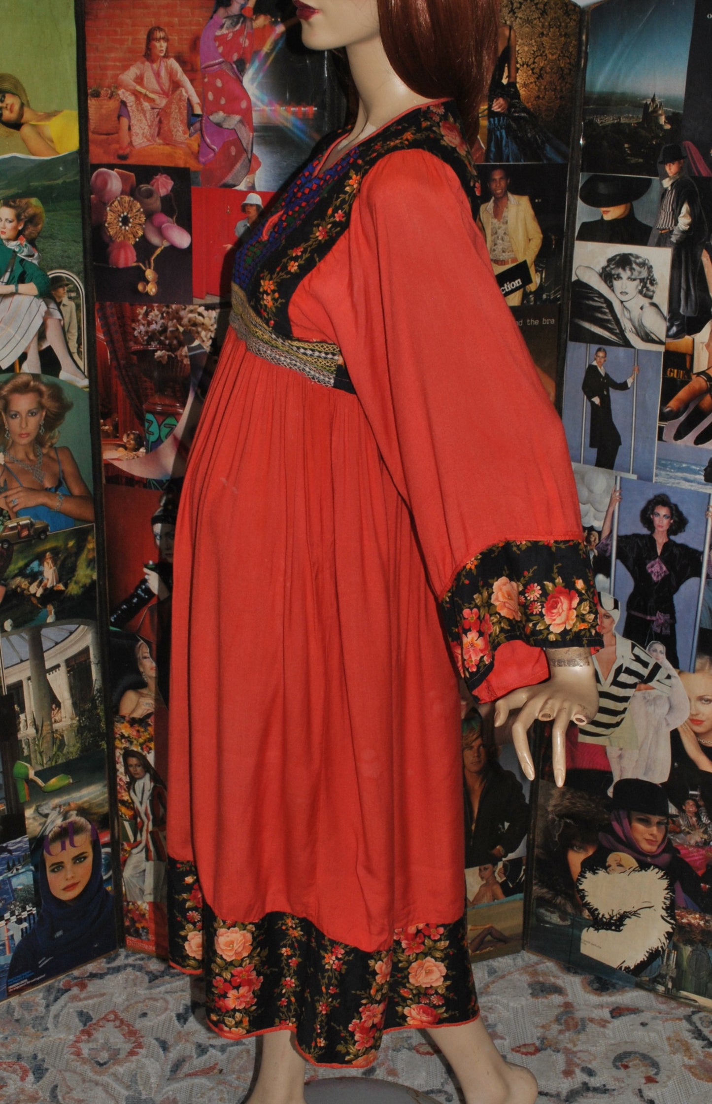 Unlabelled Afghan Style Orange Dress with Embroidery