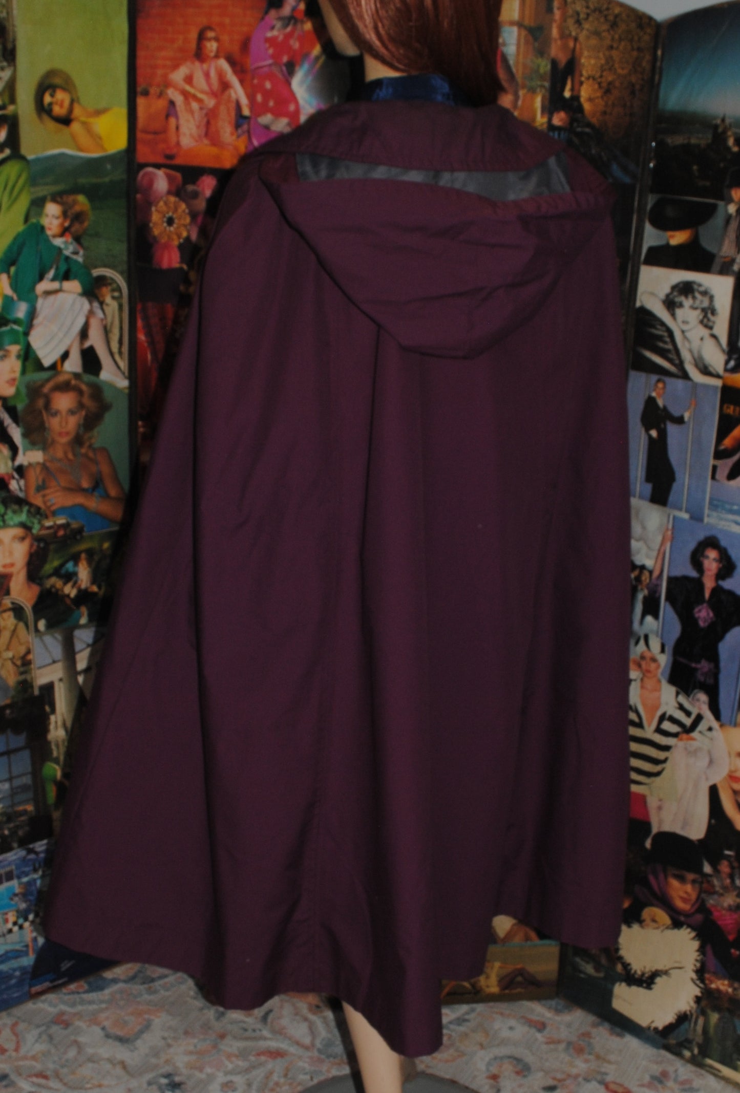 Hooded Plum Mackintosh Cape