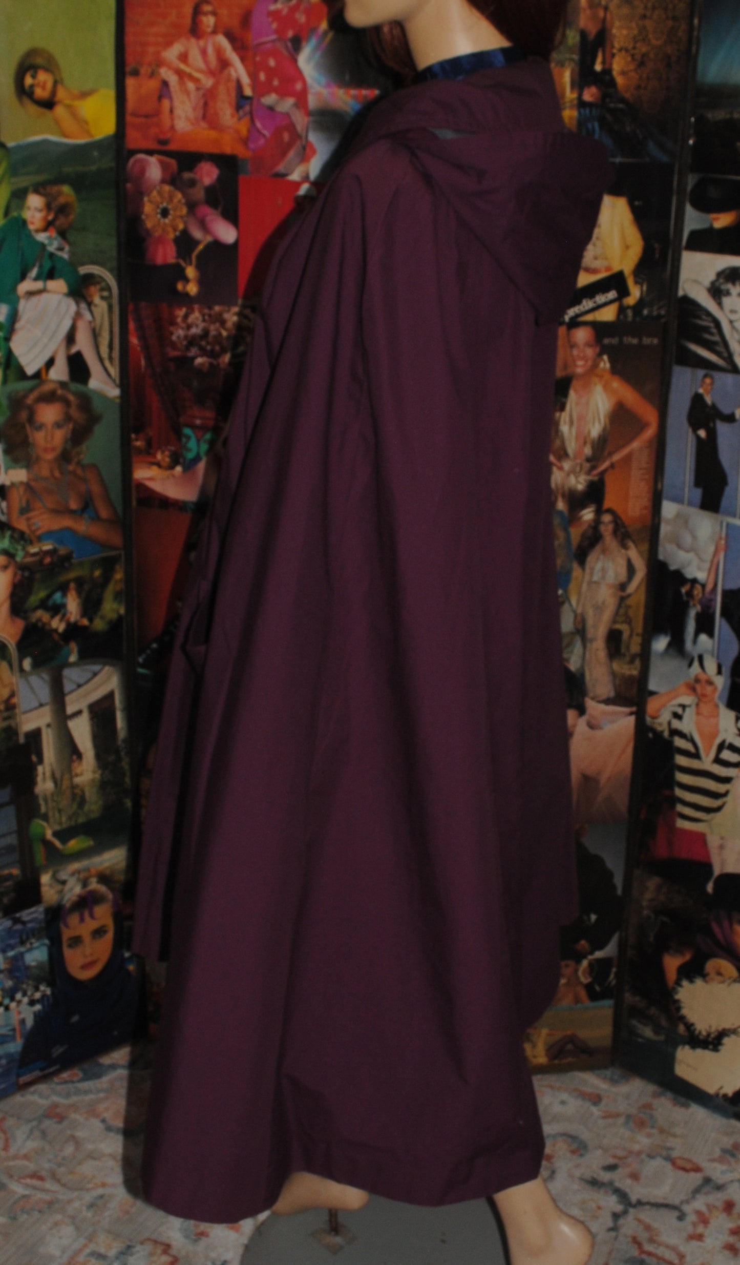 Hooded Plum Mackintosh Cape