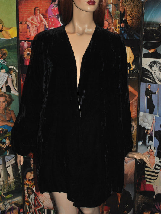 1920s Black Velvet Evening Jacket