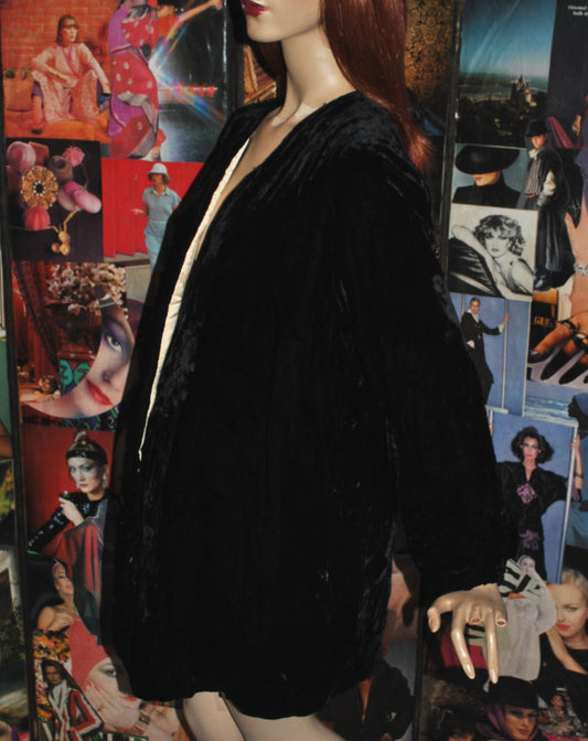 1920s Black Velvet Evening Jacket