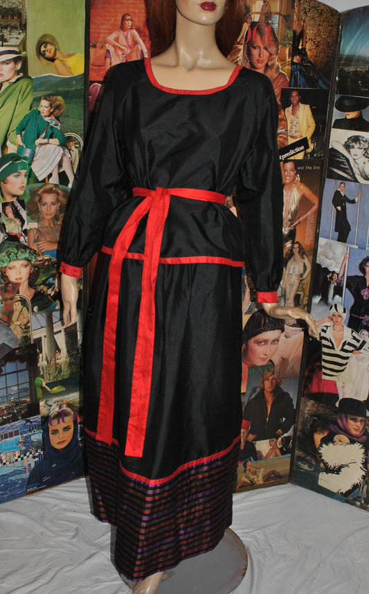 Treacy Lowe Silk Set of Black, Red and Striped Thai silk