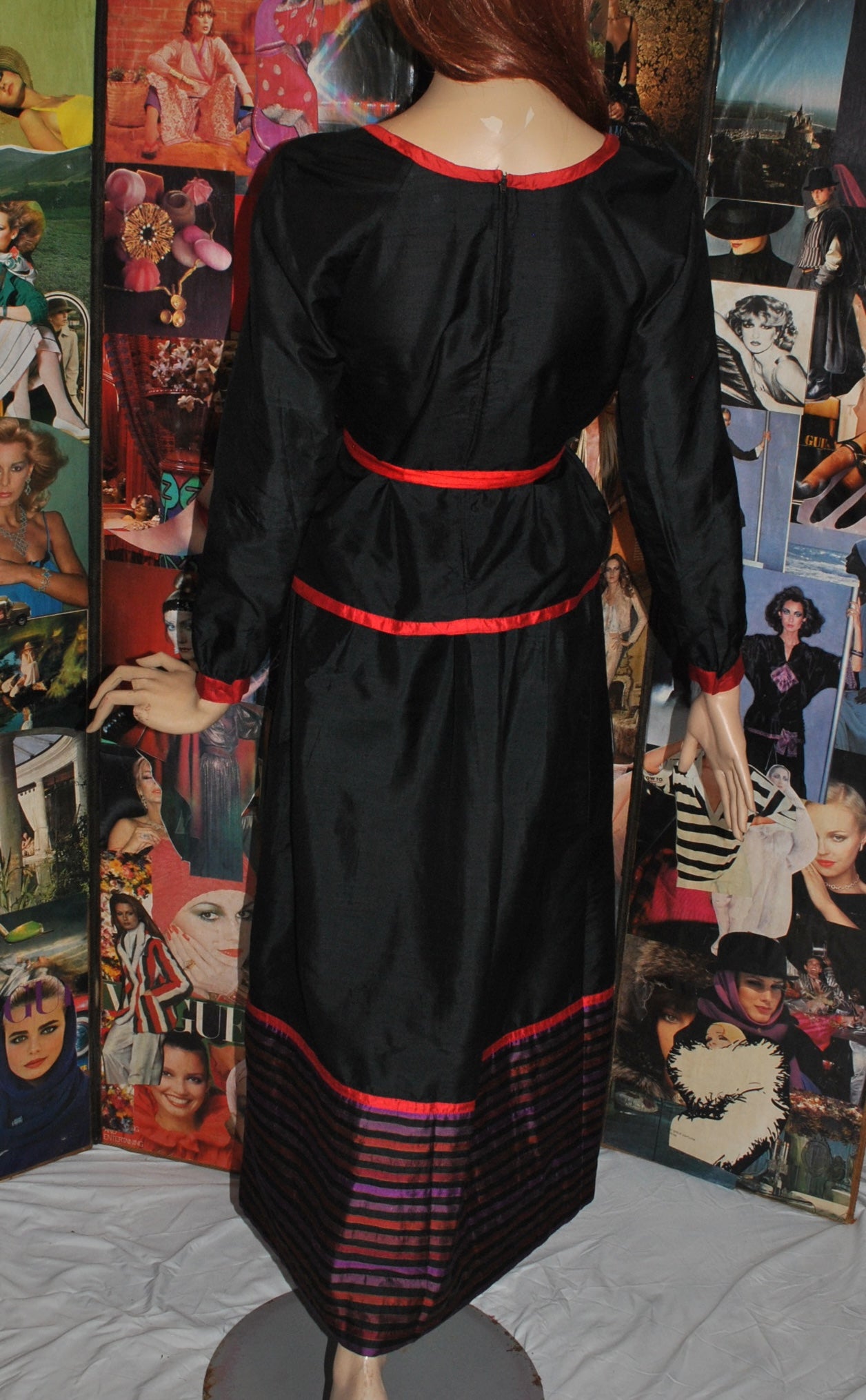Treacy Lowe Silk Set of Black, Red and Striped Thai silk